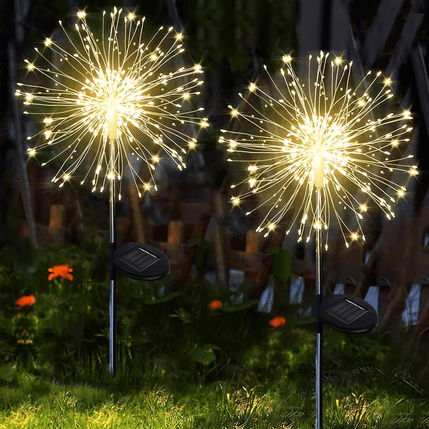 2pcs Solar Firework Lights, Multi-Color 60-720 LED Landscape Lights | 8 Lighting Modes, Outdoor Decoration for Halloween, Weddings, and Christmas