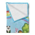 thumbnail image 2 of Zoo Soft Flannel Fleece Throw Blanket, Colorful Cartoon Animal Train Rainbow Sun Sky Mushrooms Flowers Tree Playful Funny, Cozy Plush for Indoor and Outdoor Use, 70" x 90", Multicolor, by Ambesonne, 2 of 5