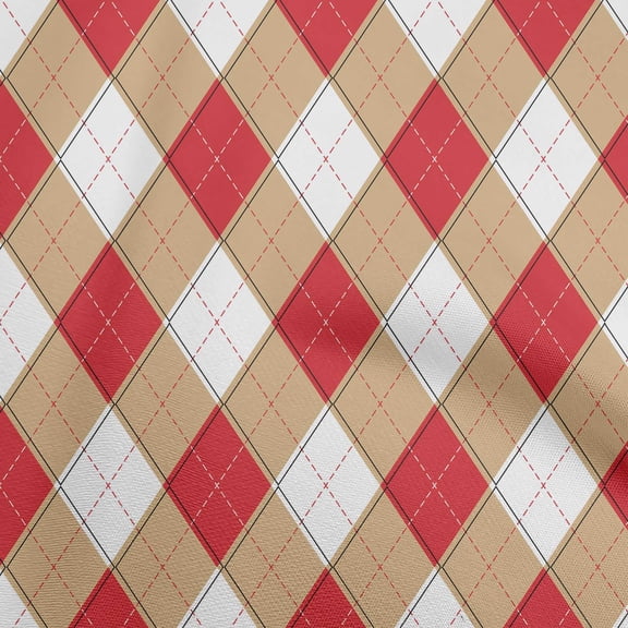 oneOone Polyester Spandex Brown Fabric Check Argyle Fabric For Sewing Printed Craft Fabric By The Yard 56 Inch Wide