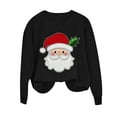 thumbnail image 4 of asdoklhq Christmas Tops for Women Christmas Women's Round Neck Hoodless Christmas Printed Casual Loose Sweatshirt Black L, 4 of 6