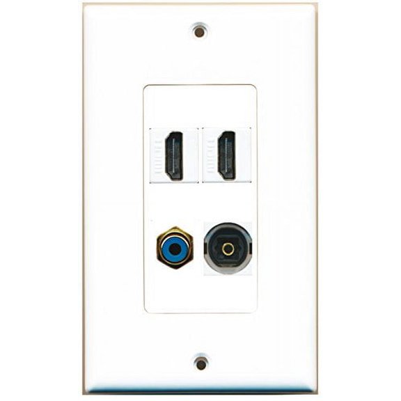 RiteAV - 2 Port HDMI 1 Port RCA Blue 1 Port Toslink Wall Plate Decorative