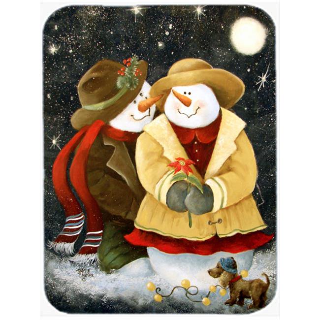 Love At Christmas Snowman Glass Cutting Board, Large