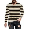 thumbnail image 2 of PNTUTB Men's Color-blocked Fashion Stripes Casual Long Sleeve Crew Neck Pullover Stretch Comfortable Tops, 2 of 6