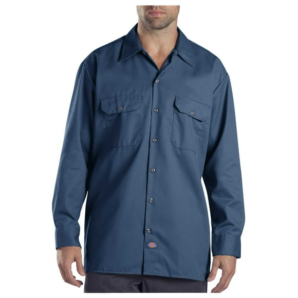Dickies Mens Long-Sleeve Work Shirt, L, Navy