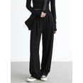 thumbnail image 3 of new women's trousers straight casual loose soft drawstring trousers for women-Black-XL, 3 of 6