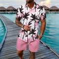 thumbnail image 2 of JAJAHO Mens Hawaii Lightweight Casual 2 Piece Outfits Short Sleeve Button Down Collared Shirt And Shorts Set Summer Beach Vacation Stylish Outfit, 2 of 8