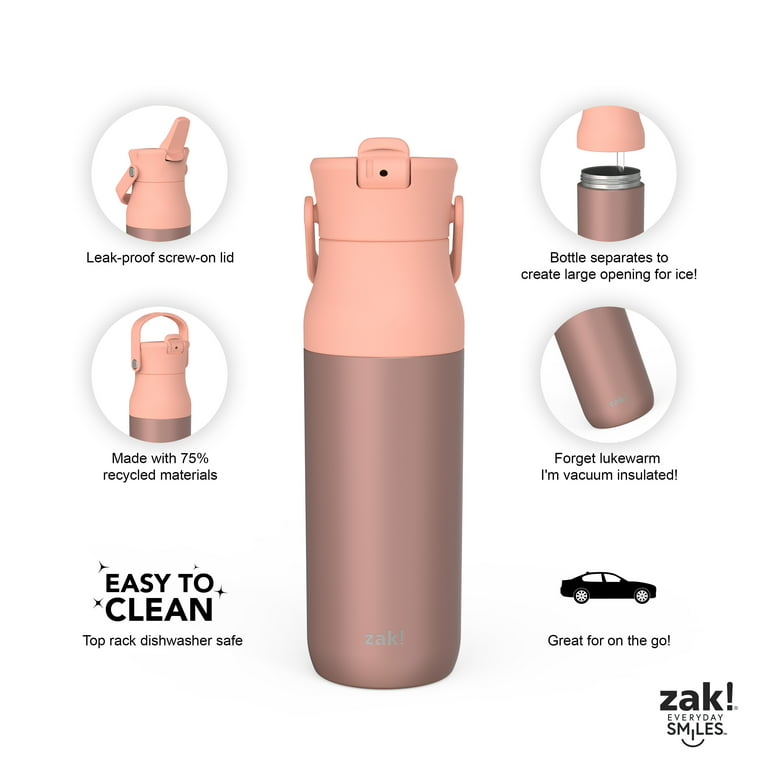 Stainless steel straw bottle from Zak- Good straw shape, cover to