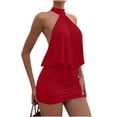 thumbnail image 4 of Fashion Beach Dresses for Womens Plus Size Summer Sleeveless Round-Neck Dress Solid Color Bandage Bodycon Mini Dress, 4 of 7