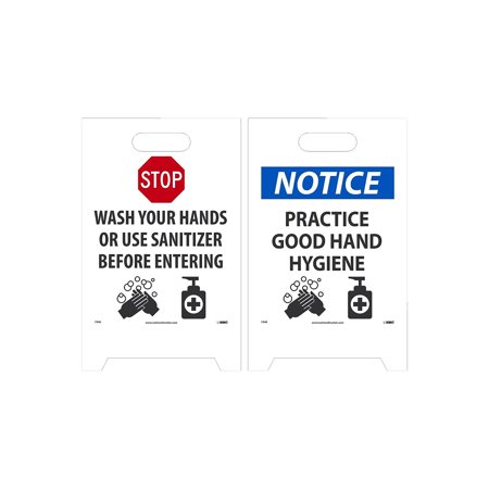 UPC: 0887481157795 | National Marker Double-Sided A-Frame Sign  Notice: Practice Good Hand Hygiene   19  x 12  Multicolor