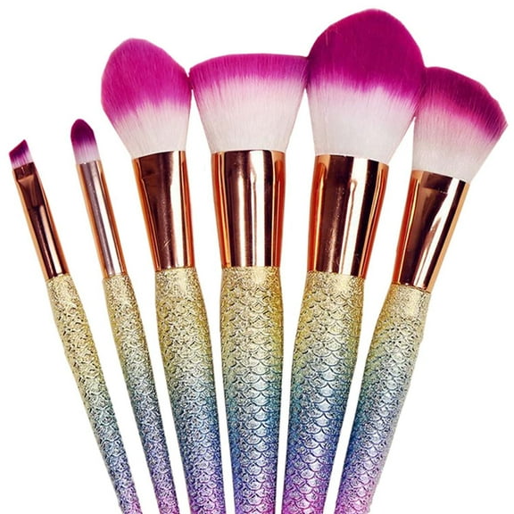 Mermaid-Style Makeup Brush Set 6-Piece