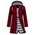 thumbnail image 6 of Dxzfnsa Raincoat Women Waterproof Long Hooded Rain Jacket Trench Coats Windbreaker Travel Jacket Plaid Drawstring Waistband Coats with Pockets S-2XL, 6 of 9