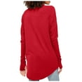 thumbnail image 4 of Women Summer Tops Women Long Sleeve Top Round Neck Basic Solid Color TShirt Shirt Thumbhole Tunic Long Sleeve Wrap Shirt Tech Dressy Tops for Leggings Fashion Top Teen Girl Thin Tee Shirts Red 2XL, 4 of 5