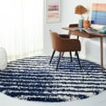 thumbnail image 2 of SAFAVIEH Hudson Shag Jagoda Striped Area Rug, Navy/Ivory, 7' x 7' Round, 2 of 8