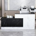 thumbnail image 5 of Vakiorn Reception Desk with Lockable Drawers 71x24x41in L Shaped Wooden Storage Keyboard Tray Right Black and White, 5 of 8