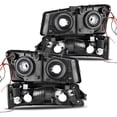 thumbnail image 3 of RVNI Fit For 2003-2007 Chevy Silverado Avalanche W/LED DRL Black Headlights Headlamps, 3 of 6