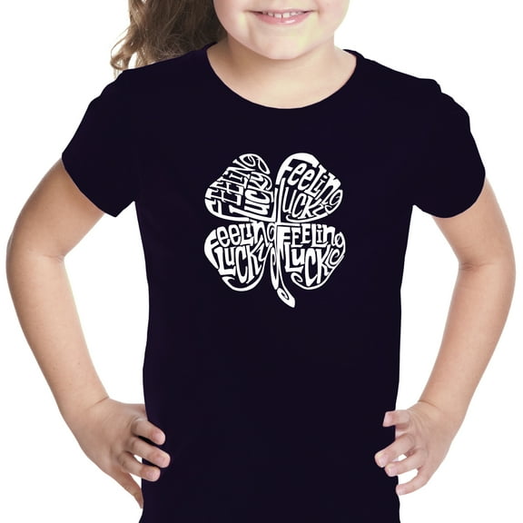 LA Pop Art Girl's Word Art T-shirt - Feeling Lucky