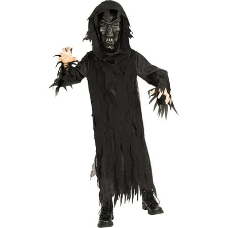 Boys Skeleton Lord Child Halloween Costume Hooded Robe &