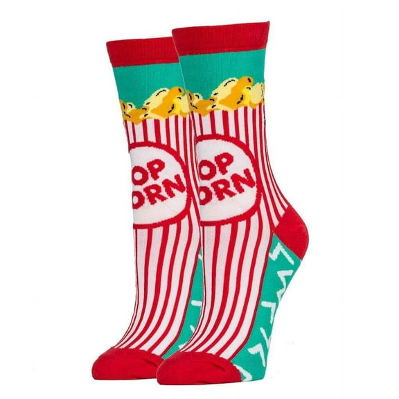 Box O' Popcorn One Size Fits Most Red Ladies Crew Socks