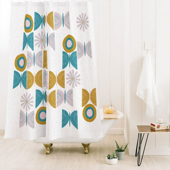 Society6 Mirimo Joy Butterflies And Blooms Shower Curtain 71" x 74"