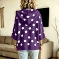 thumbnail image 4 of Domzest Womens Oversized Hooded Knit Sweater V Neck 3/4 Sleeve Drawstring Hoodies 2026 Fall Casual Lightweight Pullover Sweater Plus Size Dark Purple XL, 4 of 7