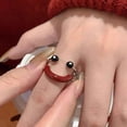 thumbnail image 3 of Anillo abierto con diseño de nicho moderno y femenino con cara que gotea aceite, lindo y feo, con personalidad divertida y que combina con todo, 3 of 5