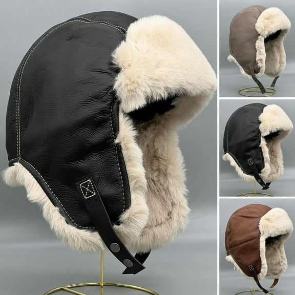 Yirtree Men Trapper Hat Bomber Hats Winter Trooper Ear Flaps Hats Aviator Snow Windproof Thermal Faux Fur Warm Hunting Skiing Cycling Cold Weather Hats