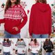 thumbnail image 3 of Moda mujer Navidad sudadera con capucha estampado copo de nieve ciervos con capucha manga larga bols Abanopi Grande, 3 of 7