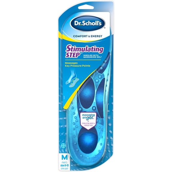 Dr. Scholl's Massaging Gel Stimulating Step Insoles for Men (8-13) Inserts with Stimulating Nodes
