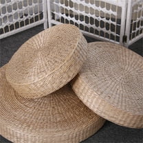 Handwoven Straw Round Floor Tatami Pouf Cushion, Meditation Woven Pillow Japanese Yoga Pad 40X6Cm Flat Weave, Padded Seating For Room Decor And Floor Meditation Use