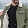 thumbnail image 4 of Mens Sherpa Lined Cargo Jacket Turn Down Collar Work Coat Button Down Winter Multi Pocket Trucker Jacket, 4 of 6