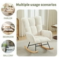 thumbnail image 2 of BISHE Modern Nursery Rocking Chair Upholstered Glider Chair with High Backrest Rocker Accent Armchair with Solid Wood Legs for Nursery Bedroom Living Room Teddy, White, 2 of 6