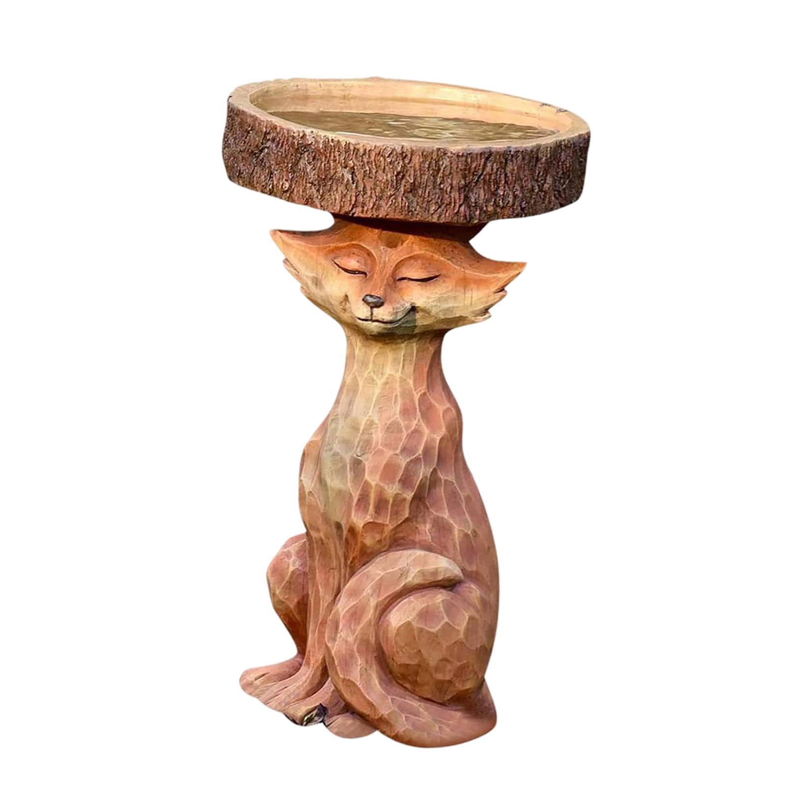 Colaxi Garden Bird Bath Bowl Lowrie Statue Figurine Deck Fence Outdoor Lawn Resin Feeder Animal Sculpture for Courtyard Railing Yard
