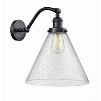 515-1W-BK-G44-L-Innovations Lighting-Cone - 1 Light Wall Sconce In Industrial Style-14 Inches Tall and 12 Inches Wide-Matte Black Finish-Seedy Glass