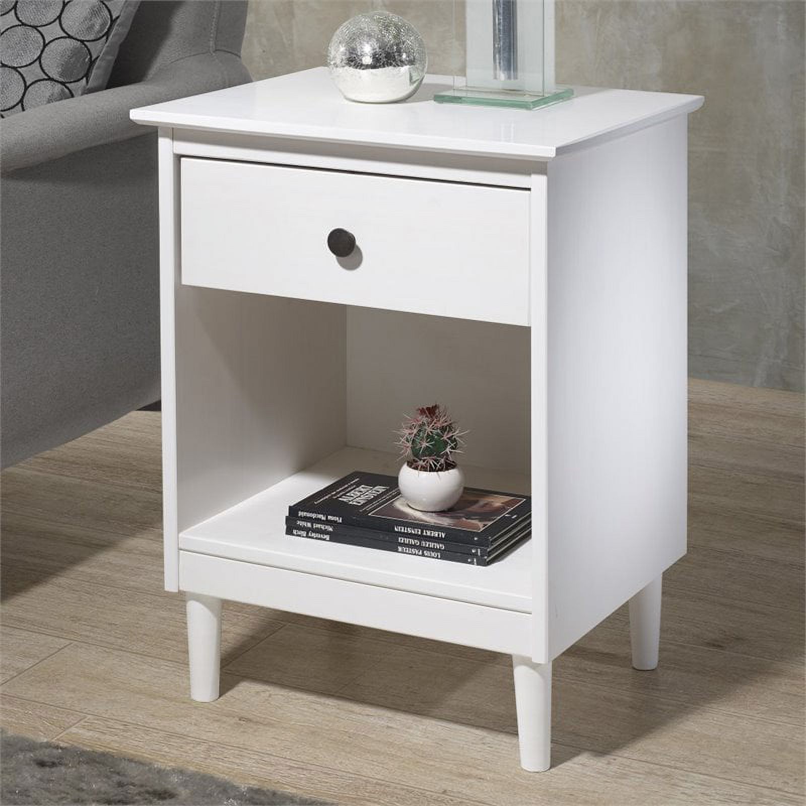 1 Drawer Solid Wood Nightstand in White - image 4 of 4