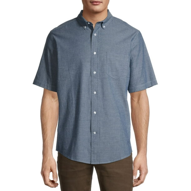 George Men'sand Big Men's Plaid Poplin Short Sleeve Shirt - Walmart.com