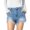 Light Blue, variant on Women Denim Shorts High Waisted Distressed Frayed Hem Casual Summer Black S