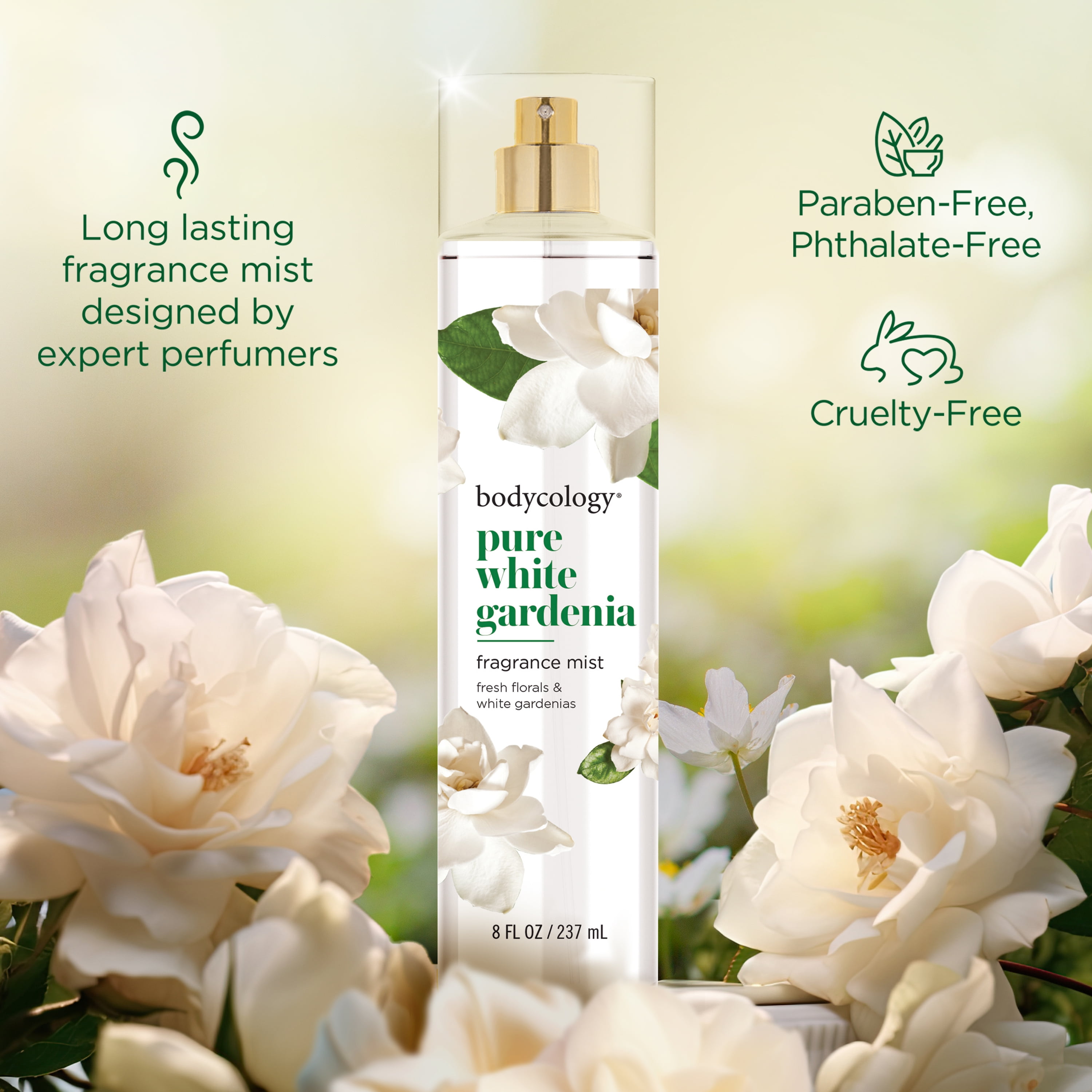 Bodycology Fragrance Body Mist, Pure White Gardenia, 8 fl oz