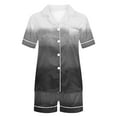 thumbnail image 4 of YWDJ Pajamas for Women Shorts Lightweight Gradient Short Sleeve Button Down Shirts 2 Piece Shorts Loungewear L Black, 4 of 5