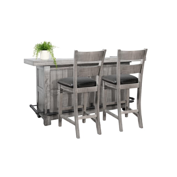 Sunny Designs 80" Traditional Wood Home Bar with Stools