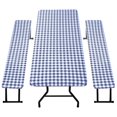 thumbnail image 3 of Picnic Table and Bench Cover Waterproof Tablecloth with Bench Cover Wipeable Rectangle Picnic Tablecloth for 30 ×72in Table Elastic Picnic Bench Covers for 12×72in Bench Indoor Outdoor, 3 of 11