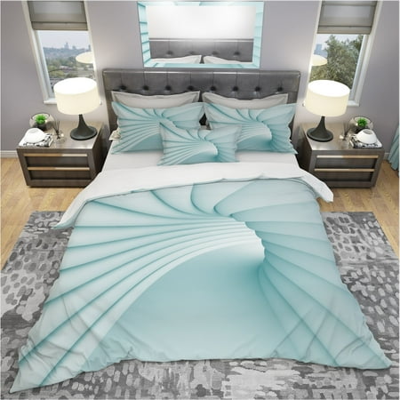 Bedding Sets Modern DESIGN ART Designart '3D Illustration of Blue Tunnel' Modern & Contemporary Bedding Set - Duvet Cover & Shams ()
