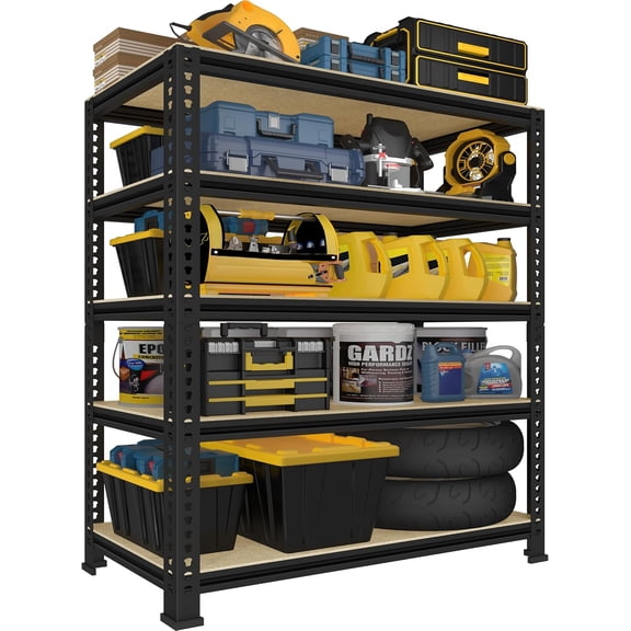 Heavy Duty Garage Storage Shelves, 31.5" W x 16" D x 63" H Adjustable Gargae Shelving, 5 Tier Metal Shelving Unit, Storage Shelf Utility Rack Organizer for Garage, Warehouse, Pantry, Black