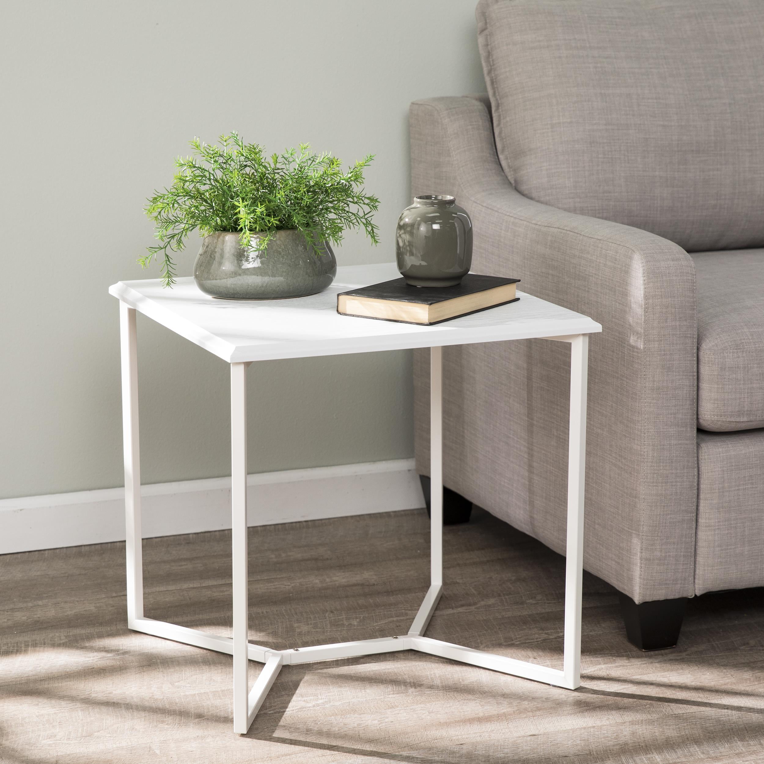 SEI Atrna White Square End Table