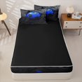 thumbnail image 4 of Erosebridal Shatter Football Print Zipper Queen Comforter Set with Fitted Sheet and 2 Pillowcases,Blue Crack Ball Zipper Bedding Set For Boys,Black Reversible,4pcs, 4 of 7