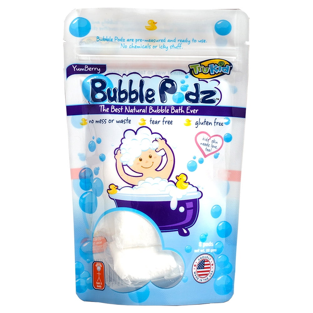 TruKid Bubble Podz Sensitive Skin Bubble Bath, Yumberry, 8 Ct