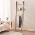 thumbnail image 6 of Fionafurn 5-Tier Blanket & Towel Ladder Rack Wall Mounted Wooden Shelf for Living Room Bathroom,Natural, 6 of 7