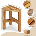 thumbnail image 3 of PERFNIQUE Teak Shower Stool, 12'' Shower Stool for Shaving Legs, Waterproof Small Corner Bench for Bathroom Livingroom (12’’), 3 of 7