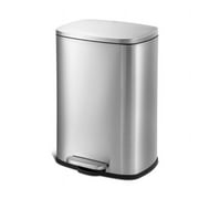 Qualiazero 13.2 Gallon Trash Can, Rectangular Step On Kitchen Trash Can, Silver