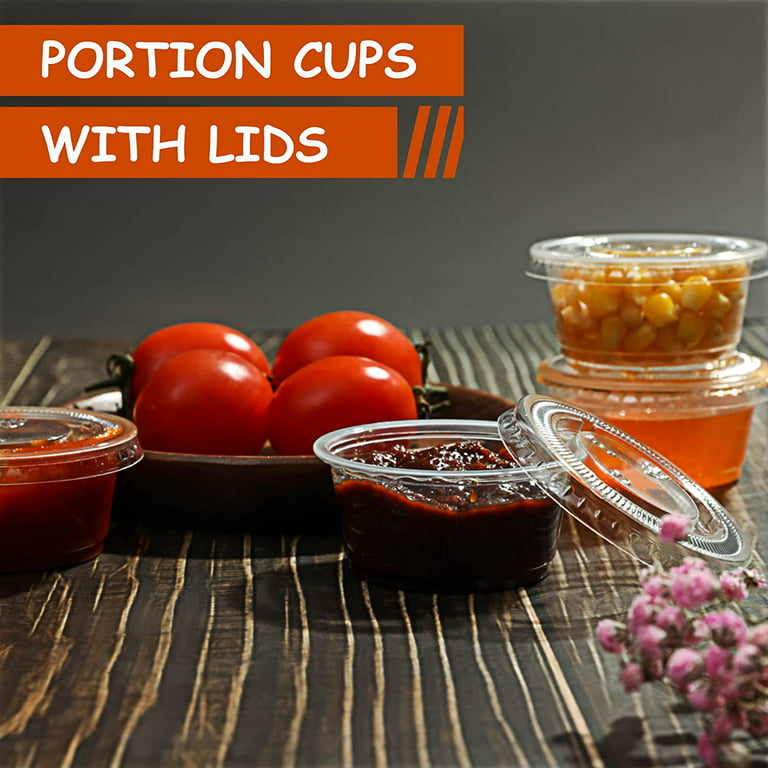 [200 Sets - 2 oz.] Small Plastic Containers with Lids, Jello Shot/  Condiment Cups, 2oz Dipping Sauce…See more [200 Sets - 2 oz.] Small Plastic