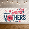 thumbnail image 3 of Floral Design Mother's Day Banner Pink Flower You're the Best Mom Ever for Mother's Celebration Home Decoration Family Gathering, 3 of 8